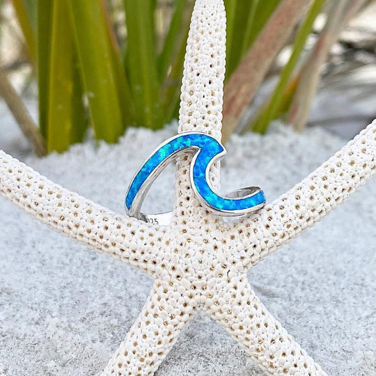 Meerwellenring aus Opal und Silber
