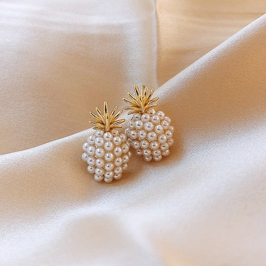 Tropische Ananas- und Perlenbesetzte Ohrringe