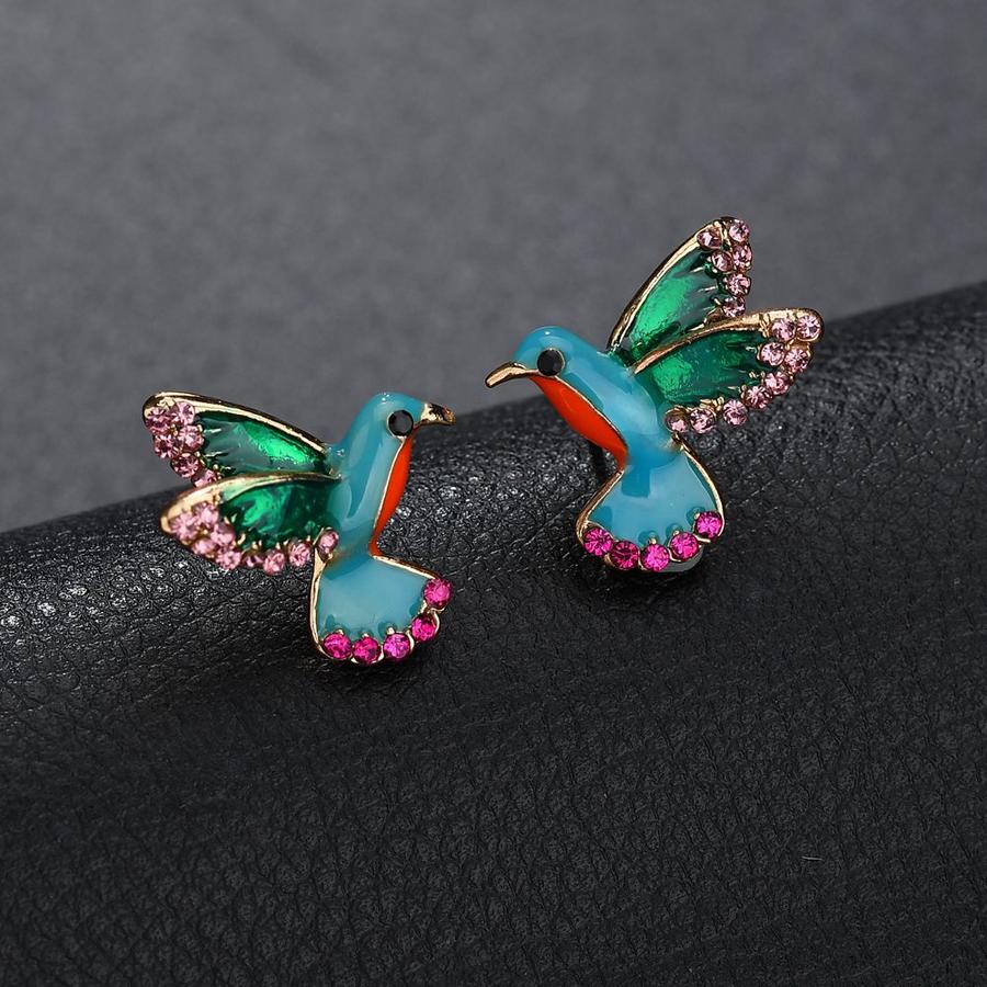 Ohrstecker „Kolibri“ mit Emaille und grünem Kristall