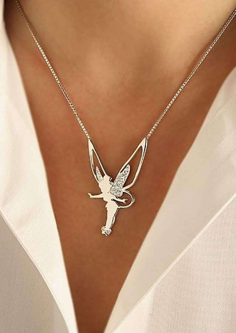 Glückliche Feen-Halskette aus Sterlingsilber und Gold