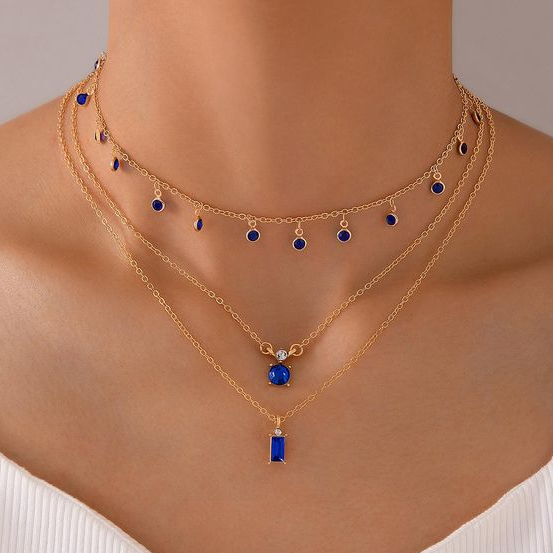 Vintage Golden Blue Halskette