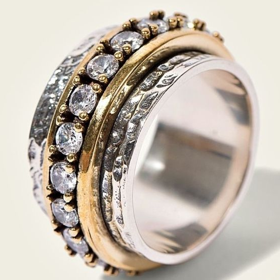 Vintage Ring aus Gold & Silber mit Zirkonia
