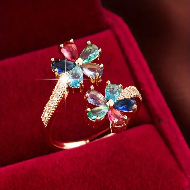 Offener Ring mit bunten Blümchen