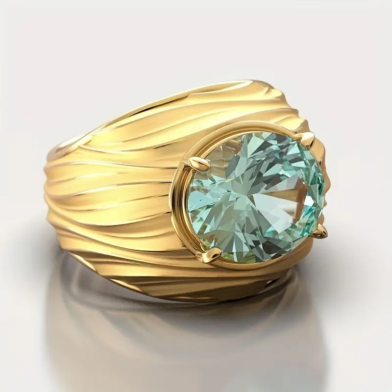 Goldring mit blaugrünlichem Kristall