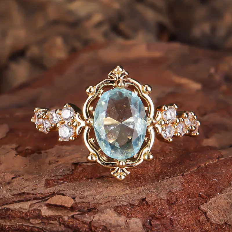 Türkiser Glasgoldring