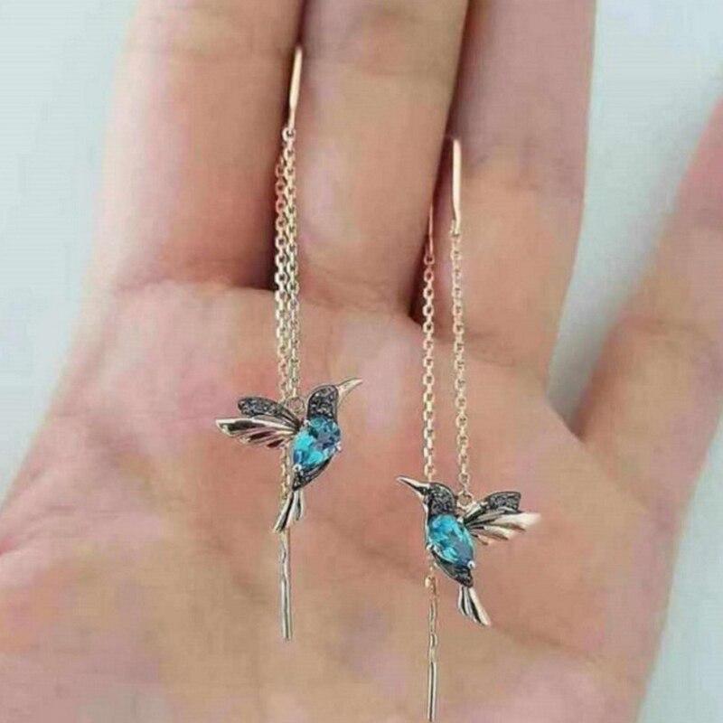 Kolibri-Ohrstecker mit Emaille und Zirkonia