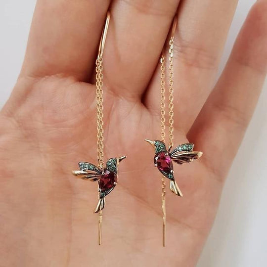 Kolibri-Ohrstecker mit Emaille und Zirkonia