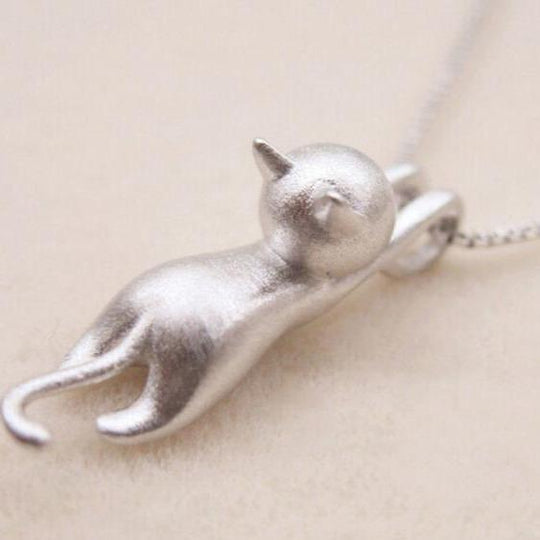Halskette ‘Verspielte Katze’ aus 925er Sterlingsilber