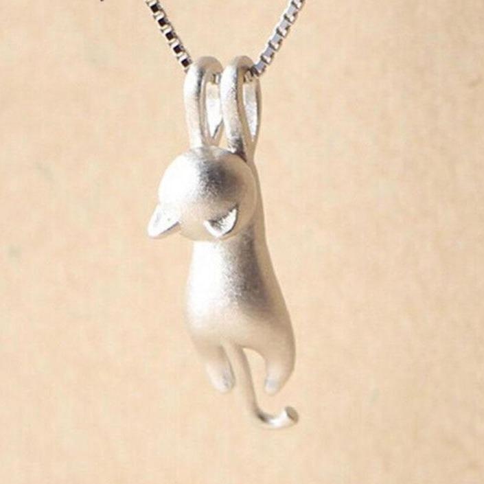 Halskette ‘Verspielte Katze’ aus 925er Sterlingsilber