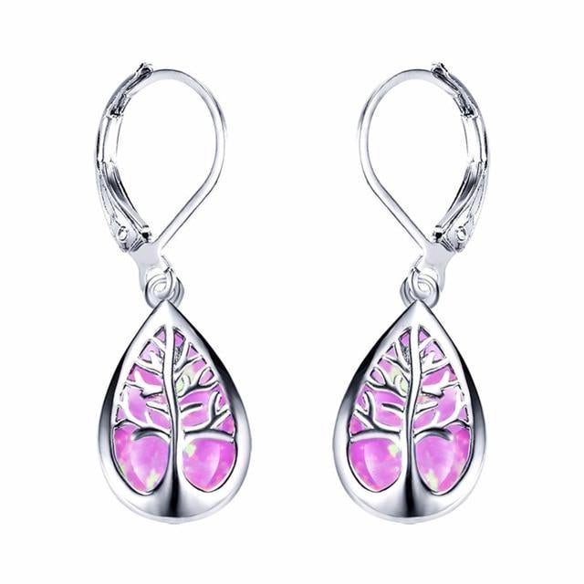 Silber-Ohrringe „Lebensbaum“ mit Opal
